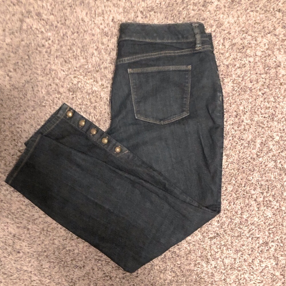 The Limited Mid-Rise Skinny Jean with Unique Button Accents On Each Leg- Size 12